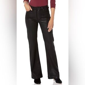 Paige Women’s Leenah High Rise Lux Coated Jeans In Black Fog Sz 29